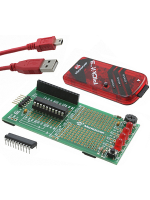 Microchip - DV164130 - PICkit 3 Starter Kit 1 x PIC16F1829-I/P, 1 x PIC18F14K22-I/P, DV164130, Microchip