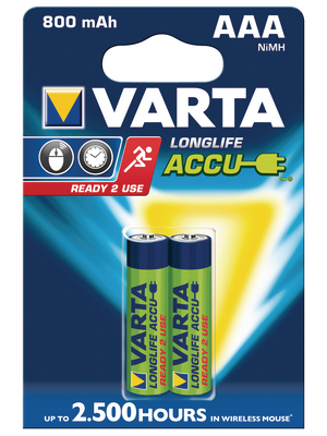 VARTA - 56703101402 - NiMH rechargeable battery HR03/AAA 1.2 V 800 mAh PU=Pack of 2 pieces, 56703101402, VARTA