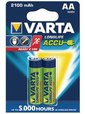 VARTA - 56706101402 - NiMH rechargeable battery HR6 / AA 1.2 V 2100 mAh PU=Pack of 2 pieces, 56706101402, VARTA