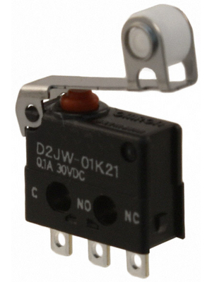 Omron Electronic Components - D2JW-01K21 - Micro switch 0.1 A Roller lever N/A 1 change-over (CO), D2JW-01K21, Omron Electronic Components