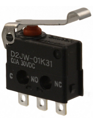 Omron Electronic Components - D2JW-01K31 - Micro switch 0.1 A Simulated roller lever N/A 1 change-over (CO), D2JW-01K31, Omron Electronic Components