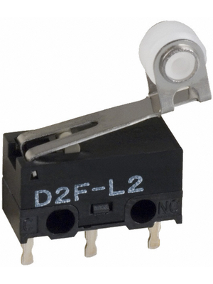 Omron Electronic Components - D2F-L2 - Micro switch 3 AAC / 2 ADC Roller lever N/A 1 change-over (CO), D2F-L2, Omron Electronic Components