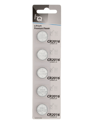 HQ - HQCR2016/5BL - Lithium button cell battery 3 V Pack of 5 pieces, HQCR2016/5BL, HQ