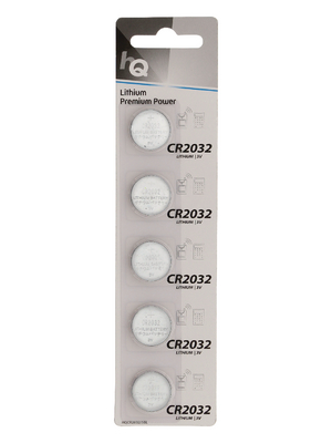 HQ - HQCR2032/5BL - Lithium button cell battery 3 V Pack of 5 pieces, HQCR2032/5BL, HQ