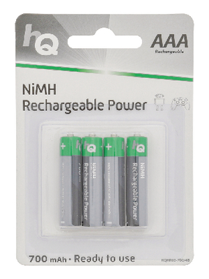 HQ - HQHR03-700/4B - NiMH rechargeable battery 1.2 V 700 mAh PU=Pack of 4 pieces, HQHR03-700/4B, HQ
