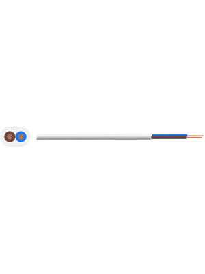 RND Cable - RND 475-00019 - Mains cable   2 x0.50 mm2 Copper unshielded , 300/300 V white, RND 475-00019, RND Cable