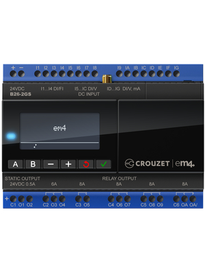 Crouzet - 88981113 - Nano PLC em4 alert B26-2GS, 16 DI (12 D/A), 4 HS, 8 RO, 88981113, Crouzet
