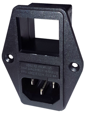 Schurter - 4304.6122 - Plug Combi-Module with fuse L + N: Soldering Tag; PE: Faston 4.8 x 0.8 mm 10 A/250 VAC black Screw mounting, 4304.6122, Schurter