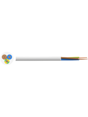 RND Cable - RND 475-00003 - Mains cable   3 x1.00 mm2 Copper unshielded , 300/500 V white, RND 475-00003, RND Cable