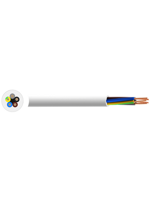 RND Cable - RND 475-00046 - Mains cable   5 x0.75 mm2 Copper unshielded , 300/500 V white, RND 475-00046, RND Cable