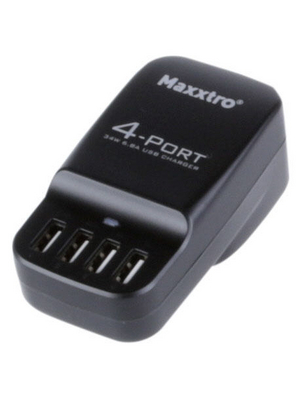 Maxxtro - MX-4U - USB AC adapter, 230 V, 4-port black, MX-4U, Maxxtro
