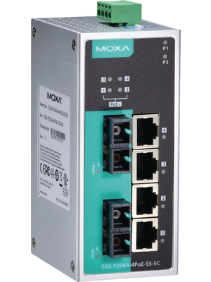Moxa - EDS-P206A-4POE-MM-SC - Switch 4x 10/100 PoE 2x 100FX SC/MM, EDS-P206A-4POE-MM-SC, Moxa