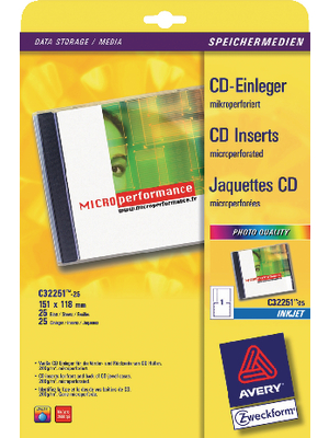Avery Zweckform - C32251-25 - CD Jewel Case inlays matte, C32251-25, Avery Zweckform