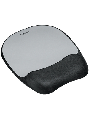 Fellowes - 9175801 - Memory Foam wrist support with mouse pad, silver strip design silver, 9175801, Fellowes