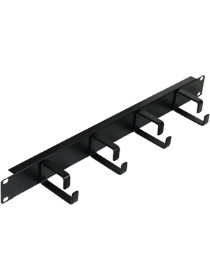 FibreFab - 1UCABLEBAR - Cable manager with 4 black hooks, 1UCABLEBAR, FibreFab