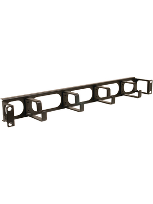FibreFab - 1UCABLEBAR/REC - Cable manager, set back, with 4 black hooks, 1UCABLEBAR/REC, FibreFab