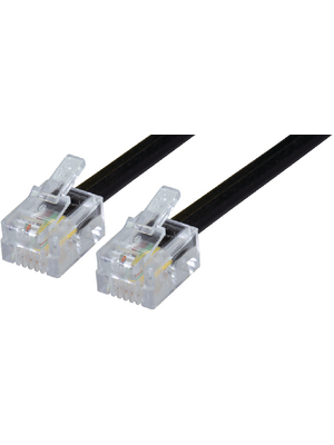 Maxxtro - BB-1012-3 - Telephone cable, RJ12 (6P6C) 3.00 m black, BB-1012-3, Maxxtro