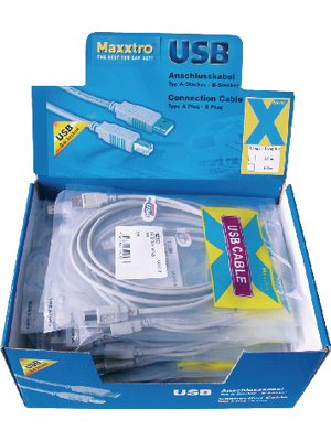 Maxxtro - CC-USB-20-3 - USB 2.0 cable 3.00 m light grey, CC-USB-20-3, Maxxtro
