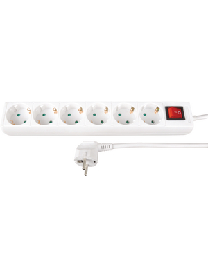 Maxxtro - KF-B-06KP-W1 - Outlet strip, 1 Switch, 6xF (CEE 7/3), 1.5 m, F (CEE 7/4), KF-B-06KP-W1, Maxxtro