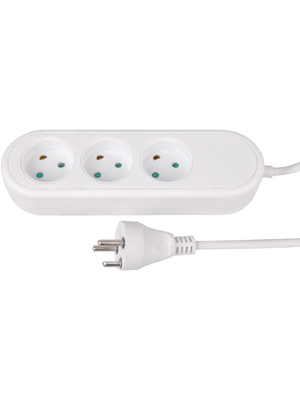 Maxxtro - KF-DB-03-W1 - Outlet strip, 3xDenmark Type K, 1.5 m, DK / Protective contact, KF-DB-03-W1, Maxxtro