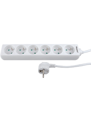 Maxxtro - KF-FB-06-W1 - Outlet strip, 6xType E, 1.5 m, Protective contact, KF-FB-06-W1, Maxxtro