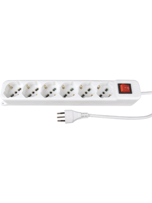 Maxxtro - KF-I1-06K-W1 - Outlet strip, 1 Switch, 6xF (CEE 7/3), 1.5 m, Italian plug, KF-I1-06K-W1, Maxxtro