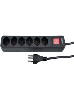 Maxxtro - KF-SB-06K-B1 - Outlet strip, 1 Switch, 6xJ (T13), 1.5 m, Type 12, KF-SB-06K-B1, Maxxtro