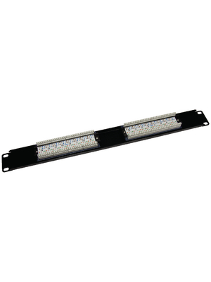 Maxxtro - P16T-KDA-CEC - Patch panel 19" black 1 HE 16x RJ45 Cat.5e, P16T-KDA-CEC, Maxxtro