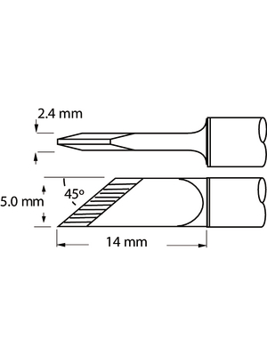 Metcal - SFV-DRK50 - Soldering tip Knife / 45° / Bevelled / Tinned area lenght 2 mm 5.0 mm 390 °C, SFV-DRK50, Metcal