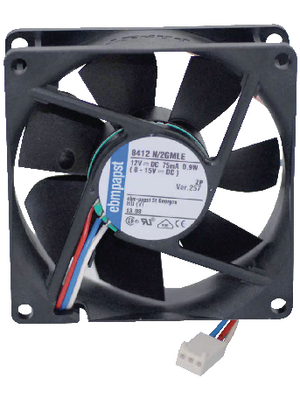 EBM-Papst - 8412 N/2GMLE - Axial fan DC 80 x 80 x 25 mm 12 VDC, 8412 N/2GMLE, EBM-Papst