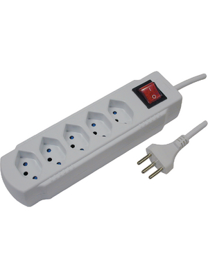 Steffen - 20 300215S - Outlet strip, 1 Switch, 5xJ (T13), 1.5 m, Type 12, 20 300215S, Steffen