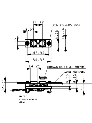 CH Products - 100-132BV/2 BUTTON STRIP - Double push button, 100-132BV/2 BUTTON STRIP, CH Products