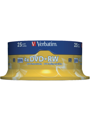 Verbatim - 43489 - DVD+RW 4.7 GB Spindle of 25, 43489, Verbatim