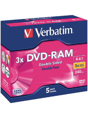 Verbatim - 43493 - DVD-RAM Type 4 9.4 GB 5x Jewel Case, 43493, Verbatim