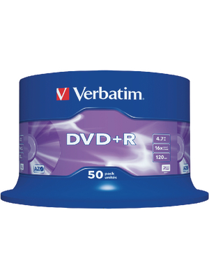 Verbatim - 43550 - DVD+R 4.7 GB Spindle of 50, 43550, Verbatim