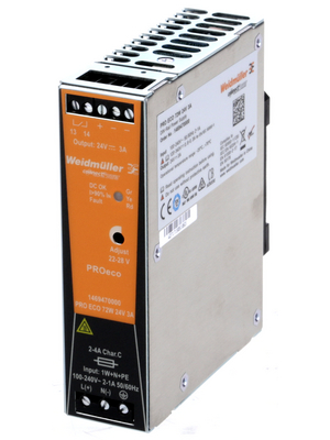 Weidmller - PRO ECO 72W 24V 3A - Switched-mode power supply / 3 A, PRO ECO 72W 24V 3A, Weidmller