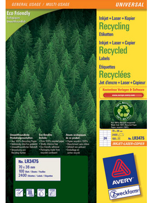 Avery Zweckform - LR3483 - Recycled Universal labels 105 x 148 mm, LR3483, Avery Zweckform