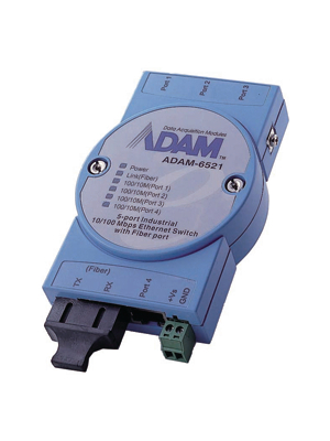 Advantech - ADAM-6521 - Industrial Ethernet Switch 4x 10/100 RJ45 / 1x SC (multi-mode), ADAM-6521, Advantech