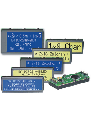Electronic Assembly - EA DIP203B-4NLW - Dot matrix LCD display 3.75 mm 4 x 20, EA DIP203B-4NLW, Electronic Assembly