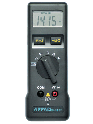 Appa - APPA 63 N - Multimeter digital 3200 digits 600 VAC 600 VDC 0.3 ADC, APPA 63 N, Appa