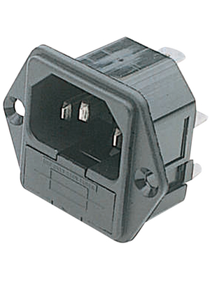 Bulgin - PF0001/63 - Plug C14 Faston 6.3 x 0.8 mm 10 A/250 VAC black Screw mounting L + N + PE, PF0001/63, Bulgin