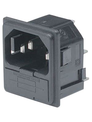Bulgin - PF0011/20/48 - Plug C14 Faston 4.8 x 0.8 mm 10 A/250 VAC black Snap-in L + N + PE, PF0011/20/48, Bulgin