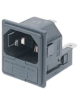 Bulgin - PF0033/15/63 - Plug C14 Faston 6.3 x 0.8 mm 10 A/250 VAC black Snap-in L + N + PE, PF0033/15/63, Bulgin