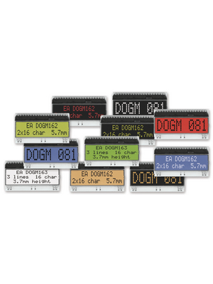 Electronic Assembly - EA DOGM081S-A - Dot matrix LCD display 11.97 mm 1 x 8, EA DOGM081S-A, Electronic Assembly