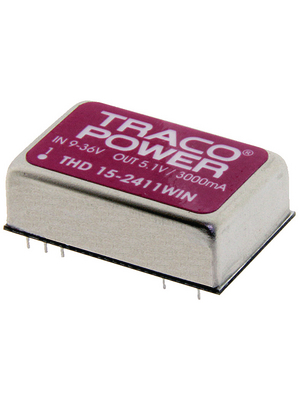 Traco Power - THD 15-2411WIN - DC/DC converter 9...36 VDC 5.1 VDC, THD 15-2411WIN, Traco Power