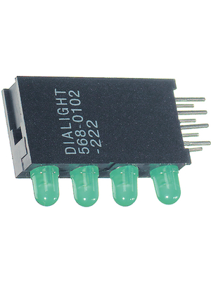 Dialight - 568-0102-222F - PCB LED 3 mm round green/green/green/green standard, 568-0102-222F, Dialight