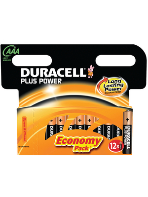 Duracell - PLUS POWER AAA - Primary battery 1.5 V LR03/AAA Pack of 12 pieces, PLUS POWER AAA, Duracell