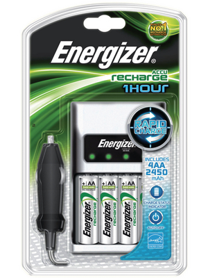 Energizer - 1HR CHARGER + 4AA 2300 + CAR A - Charger NiMH/NiCd 4 x AA / 4 x AAA NiMH, 1HR CHARGER + 4AA 2300 + CAR A, Energizer