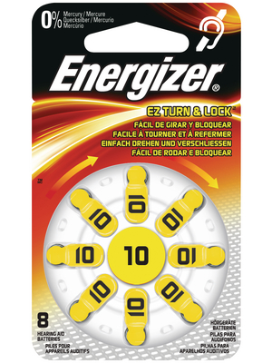 Energizer - HA ZINC AIR 10 DP-8 - Hearing-aid battery 1.4 V 85 mAh PU=Pack of 8 pieces, HA ZINC AIR 10 DP-8, Energizer