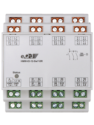 eQ-3 - HMW-IO-12-SW7-DR - RS485 I/O module 12CH in, 7CH actuator 36 x 87 x 72 mm, HMW-IO-12-SW7-DR, eQ-3